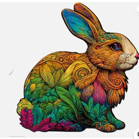 Vibrant Rabbit Wooden Puzzle - Picture 2 of 2